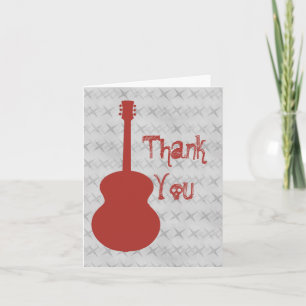 Cartão de Agradecimento Grunge de Guitarra Vermelh
