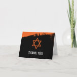 Cartão De Agradecimento Grunge Orange Black Bar Mitzvah Thank You<br><div class="desc">Modern orange and black Bar Mitzvah thank you cards for a teen boy.</div>