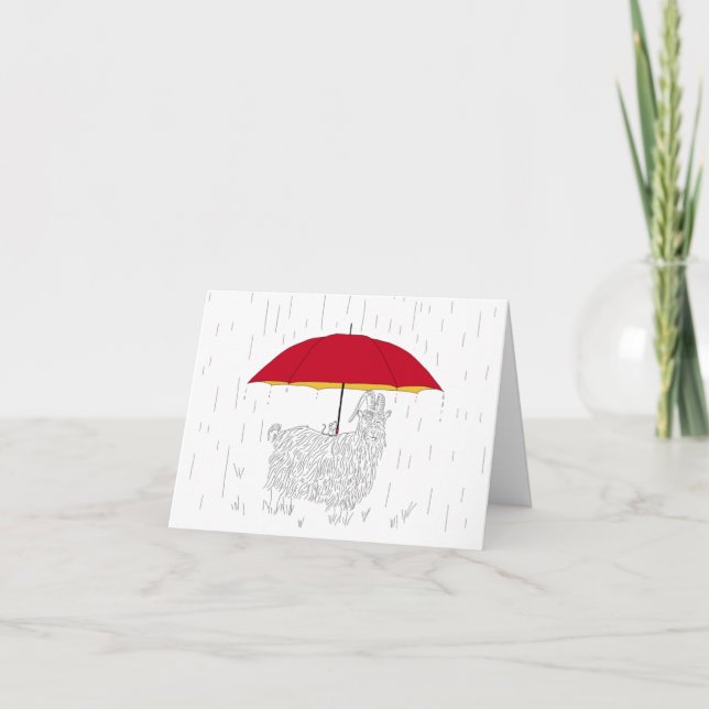 Cartão De Agradecimento Guarda-chuvas do rato para Cabra (Frente)