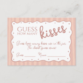 Cartão De Agradecimento Guess How Many Kisses Game Blush Pink Striped Card