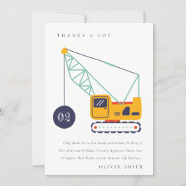 Cartão De Agradecimento Guindaste de Construção Bonito Veículo Aniversário