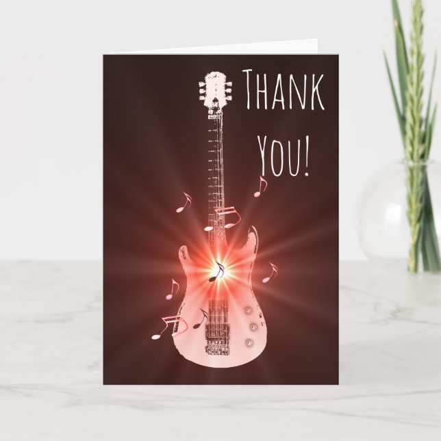 Cartão De Agradecimento Guitar Music Theme Thank You (Frente)