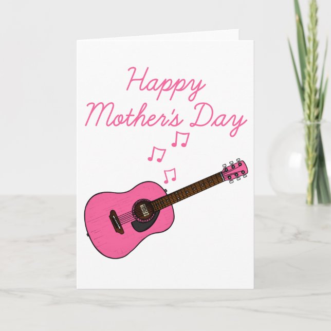 Cartão De Agradecimento Guitarrista Dia de as mães Acústico (Frente)