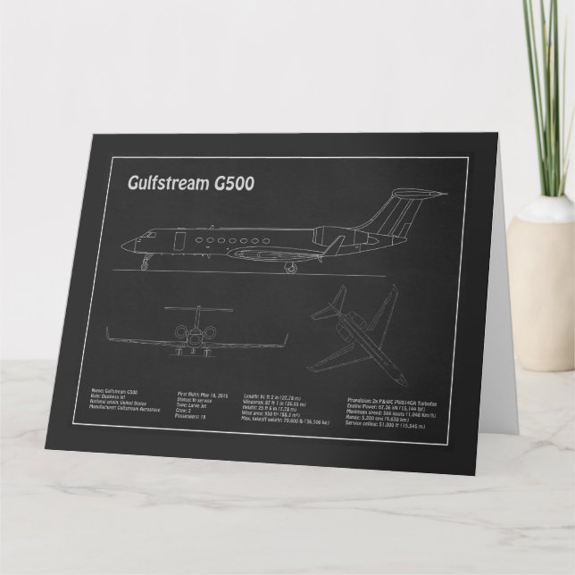 Cartão De Agradecimento Gulfstream G500 - Planos de avião para projeto PD (Frente)
