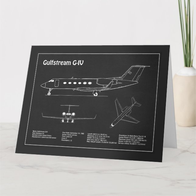 Cartão De Agradecimento Gulfstream G-IV - Planos de Impressão Aeronáutica  (Frente)