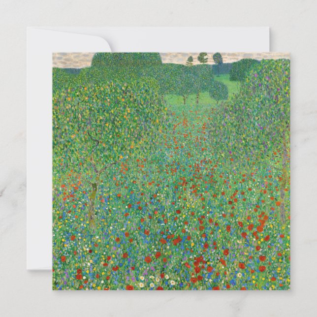 Cartão De Agradecimento Gustav Klimt - Campo Poppy (Frente)