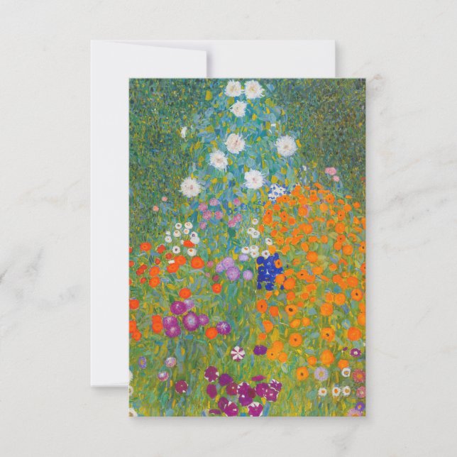 Cartão De Agradecimento Gustav Klimt - Jardim Flor (Frente)