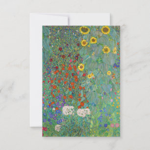 Cartão De Agradecimento Gustav Klimt - Jardim Rural com Girassóis
