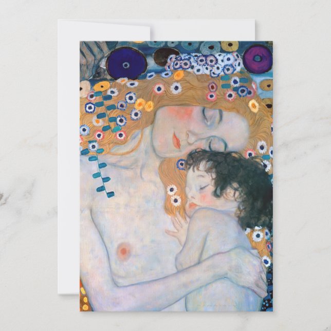 Cartão De Agradecimento Gustav Klimt - Mãe e Filho (Frente)