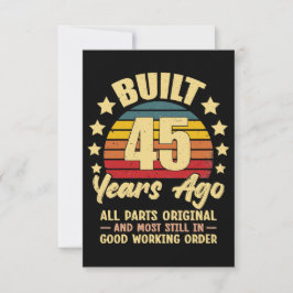 Cartão De Agradecimento Há 45 Anos Todas as Peças Originais Aniversário de