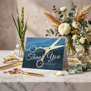 Cartão De Agradecimento Hair Salon Hairstylist Obrigado Tesoura Dourada