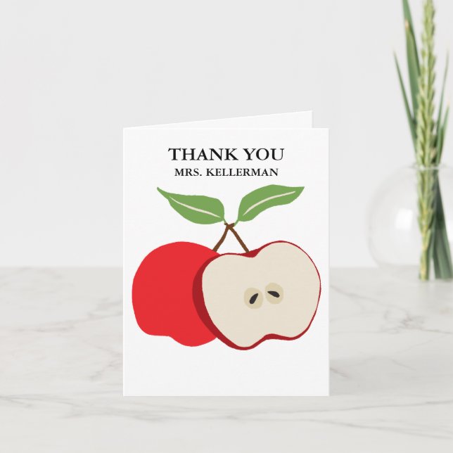 Cartão De Agradecimento Half Apple Teacher Appreciation Monogrammed Name (Frente)