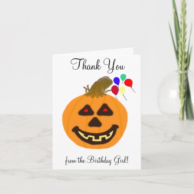 Cartão De Agradecimento Halloween Birthday Girl Thank You  (Frente)