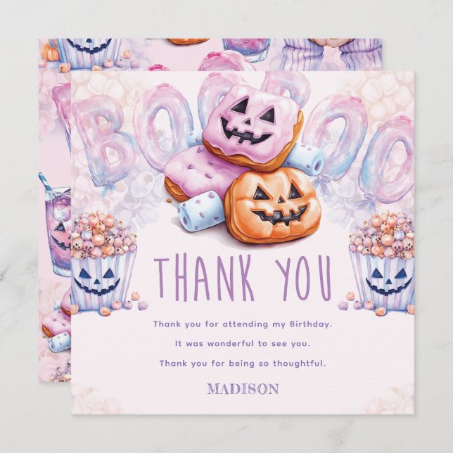 Cartão De Agradecimento Halloween Birthday Sleepover (Frente/Verso)