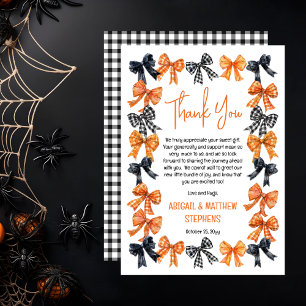 Cartão De Agradecimento Halloween Coquete Preto   Laços Laranja Baby Showe