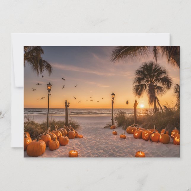 Cartão De Agradecimento Halloween em Twilight no Beach Notecard (Frente)