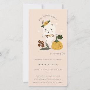 Cartão De Agradecimento Halloween Ghost Little Boo Qualquer Idade Aniversá