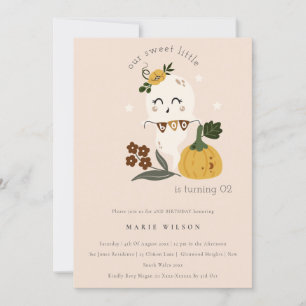 Cartão De Agradecimento Halloween Ghost Little Boo Qualquer Idade Aniversá