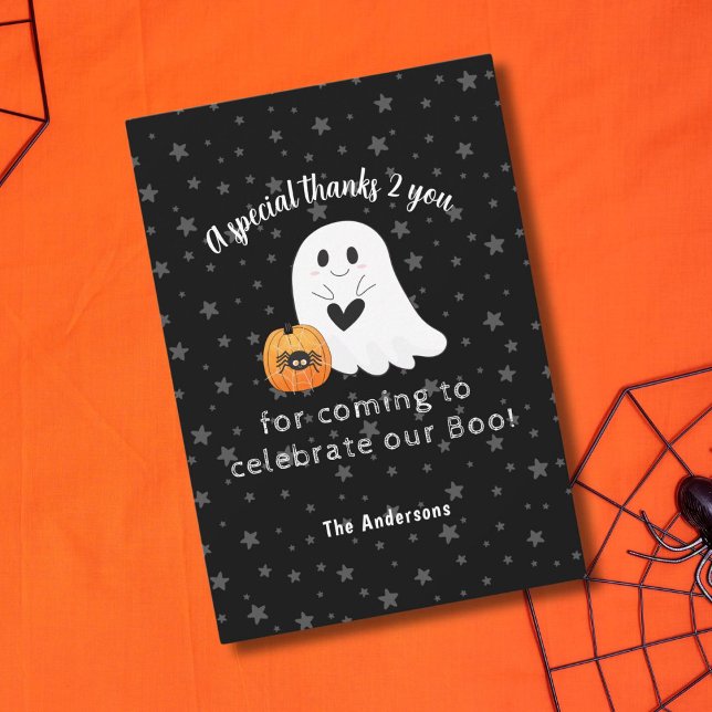 Cartão De Agradecimento Halloween Ghost Little Boo Segundo Aniversário (Criador carregado)