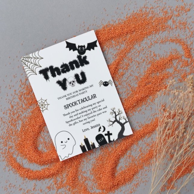 Cartão De Agradecimento Halloween Ghost Spooky Festa de aniversário (Criador carregado)