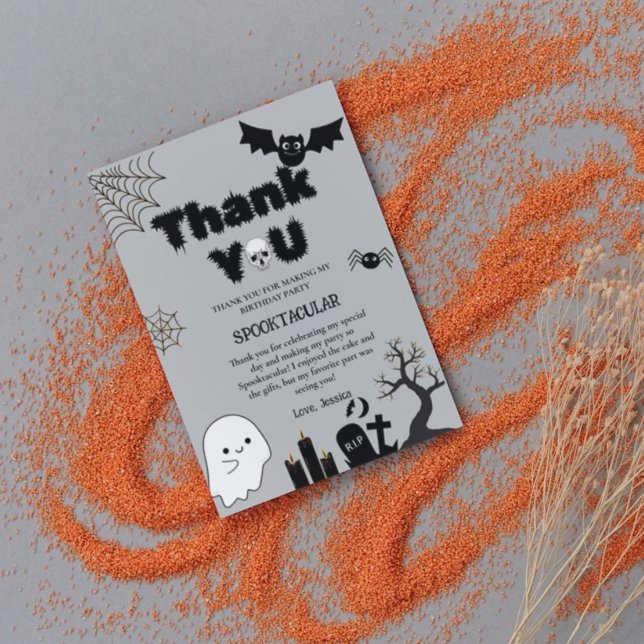 Cartão De Agradecimento Halloween Ghost Spooky Festa de aniversário (Criador carregado)