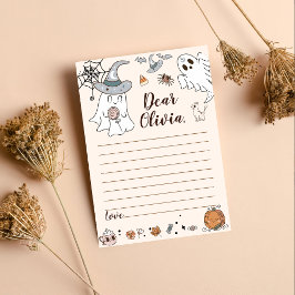 Cartão De Agradecimento Halloween Groovy Cute Ghost Time Cápsula Nota Mess