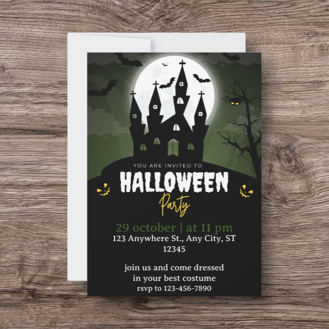 Cartão De Agradecimento Halloween Party Green And Black Illustrative  (Criador carregado)