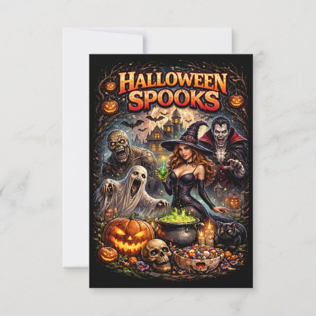 Cartão De Agradecimento Halloween Spooks (Frente)