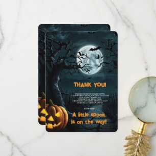 Cartão De Agradecimento Halloween Um Pequeno Chá de fraldas De Pumpkin Spo