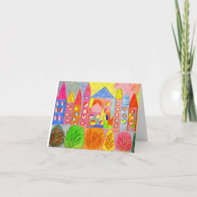 Cartão De Agradecimento Hand-Drawn Fairytale Castle Village Thank You Card (Frente)