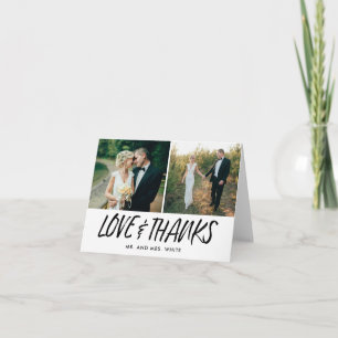Cartão De Agradecimento Hand Lettered Wedding Photo Thank You Card