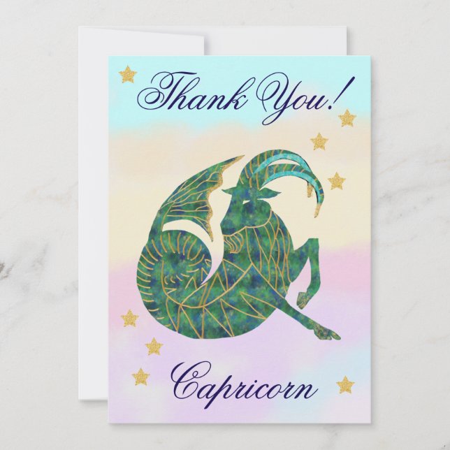 Cartão De Agradecimento Hand-Painted Capricorn Birthday Thank You (Frente)