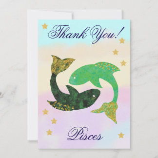 Cartão De Agradecimento Hand-Painted Pisces Birthday Thank You