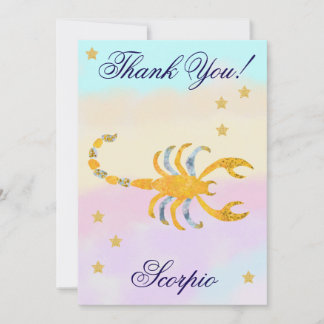 Cartão De Agradecimento Hand-Painted Scorpio Birthday Thank You