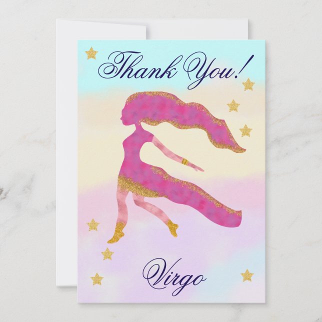 Cartão De Agradecimento Hand-Painted Virgo Birthday Thank You (Frente)