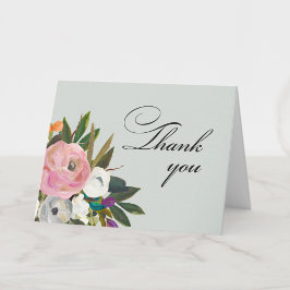 Cartão De Agradecimento Handpainted Floral 100th Birthday Party  