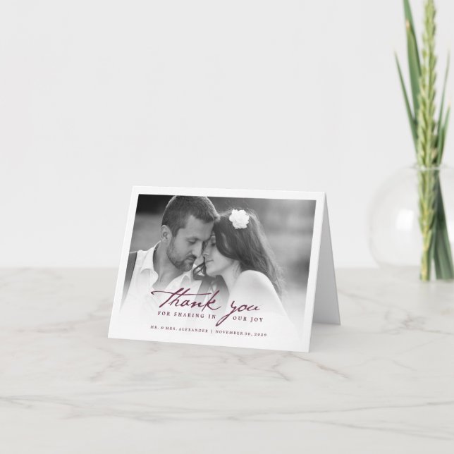 Cartão De Agradecimento Handwrite Script Classy Wedding Thank You Card (Frente)