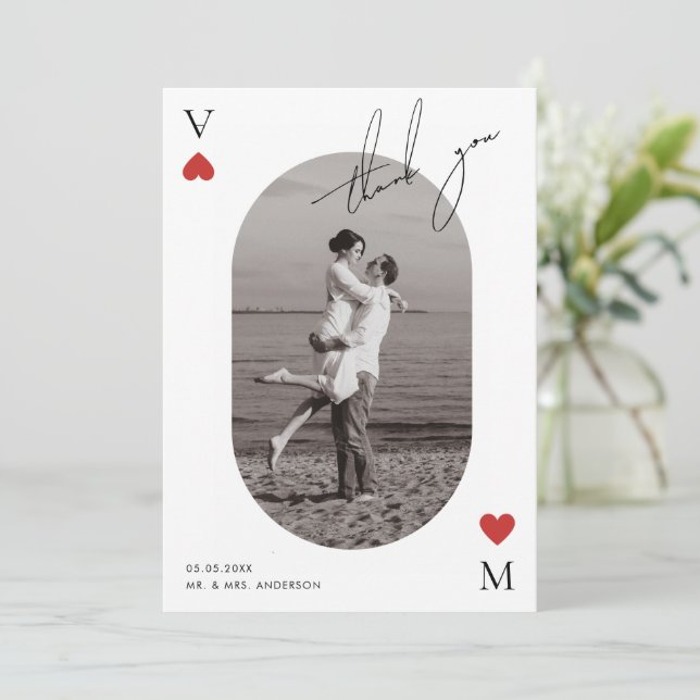 Cartão De Agradecimento Handwriting Script Casino Vegas Wedding (Em pé/Frente)