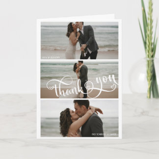 Cartão De Agradecimento Handwriting with Heart Elegant Photo Thank You