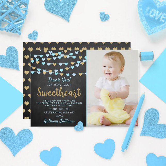 Cartão De Agradecimento Hang Love Hearts Little Sweetheart Aniversário (Criador carregado)