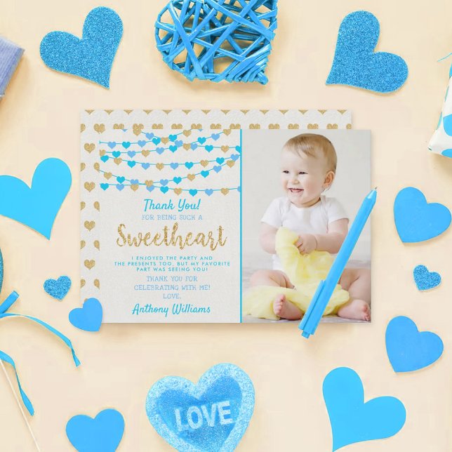 Cartão De Agradecimento Hang Love Hearts Little Sweetheart Aniversário (Criador carregado)