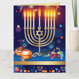Cartão De Agradecimento Hanukkah Beautiful Gold Menorah Greeting Card