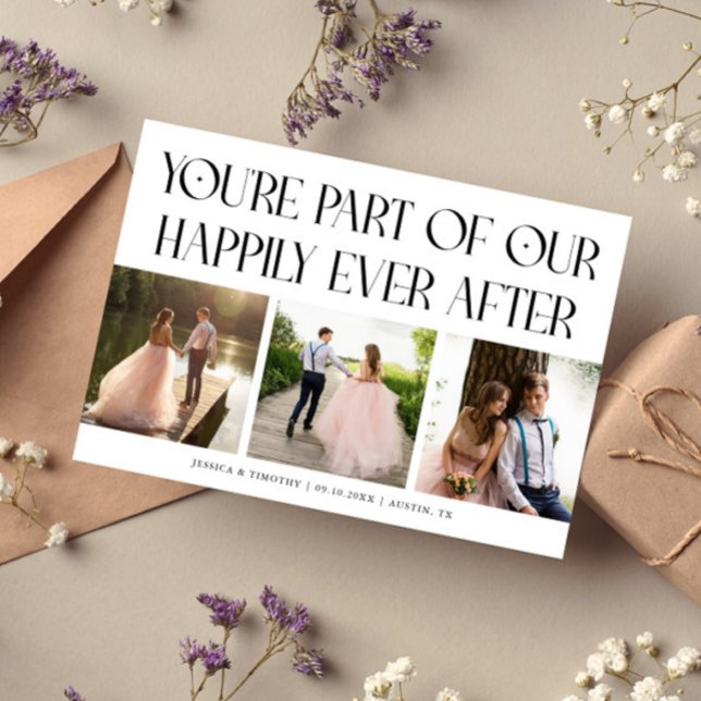 Cartão De Agradecimento Happily Ever After White Wedding Photo (Criador carregado)