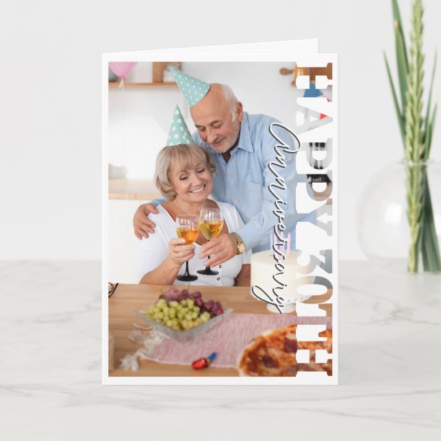 Cartão De Agradecimento Happy 30th pearl wedding Anniversary Photo Card (Frente)