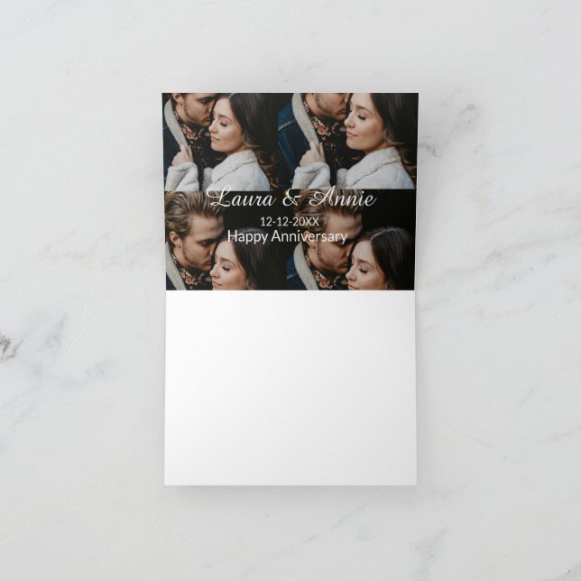 Cartão De Agradecimento Happy anniversary photo collage name date simple w (Interior)