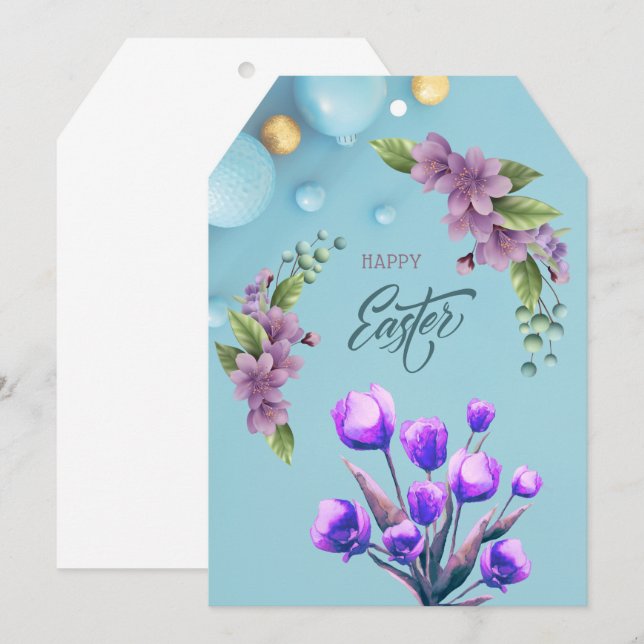 Cartão De Agradecimento Happy Easter cardto attach to your flowers (Frente/Verso)