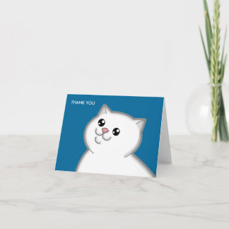 Cartão De Agradecimento Happy Fat White Cat Thank You Note Cards
