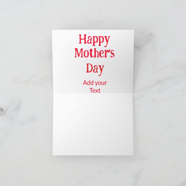 Cartão De Agradecimento Happy mother's day red add text simple minimal mom (Interior)
