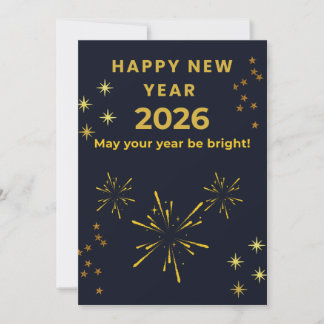 Cartão De Agradecimento Happy New Year 2026 Printable Greeting Card | Mini