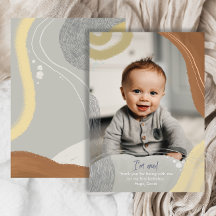 Happy One Photo Birthday boy Flat Thank You Card